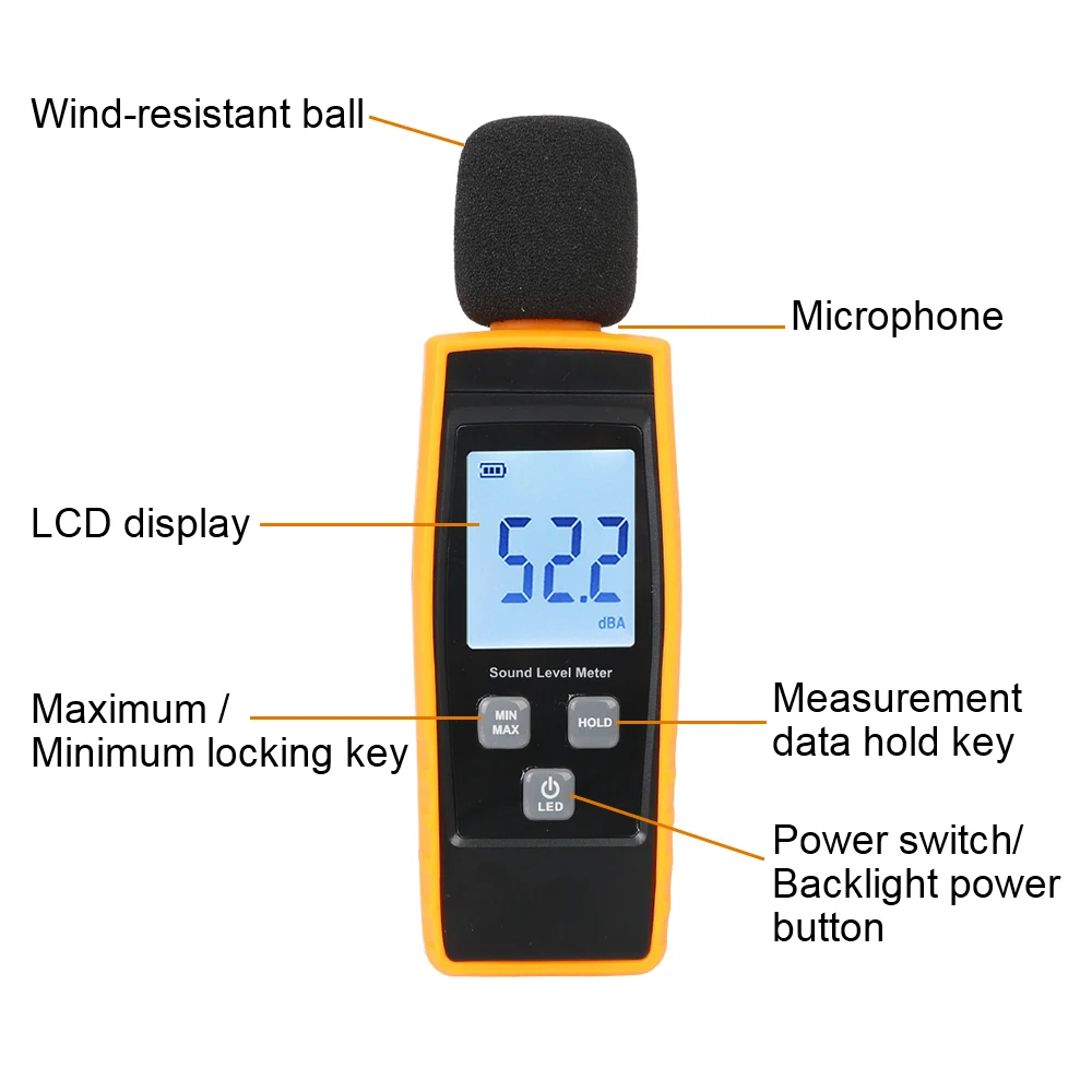 Tanie Cyfrowy miernik poziomu dźwięku 30-130dB Decible Monitor Tester hałasu RZ1359 detektor dźwięku sklep