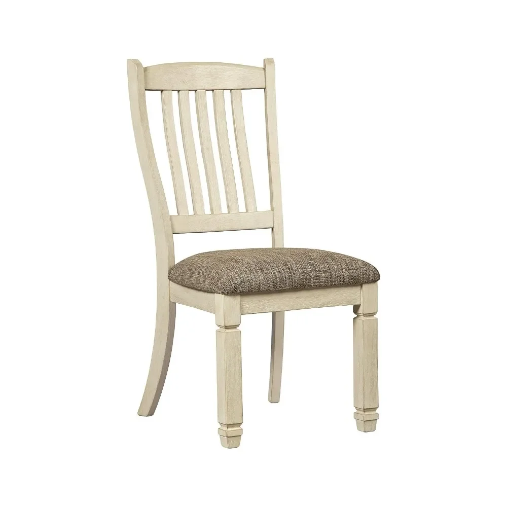 

20" Upholstered Dining Room Chair, set of 2, Antique White, Chairs are Made of Solid Wood Seats are Upholstered in Woven Fabric