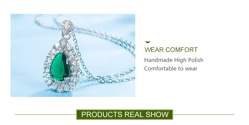 ZDADAN 925 Sterling Silber Wasser Tropfen Emerald Halskette Ketten Für Frauen Mode Schmuck – Detail 3
