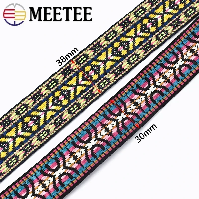 5Yards 30/38mm Polyester Cotton Jacquard Webbing DIY Sewing Ribbon Garment Bag Straps Bias Decorative Lace Tape