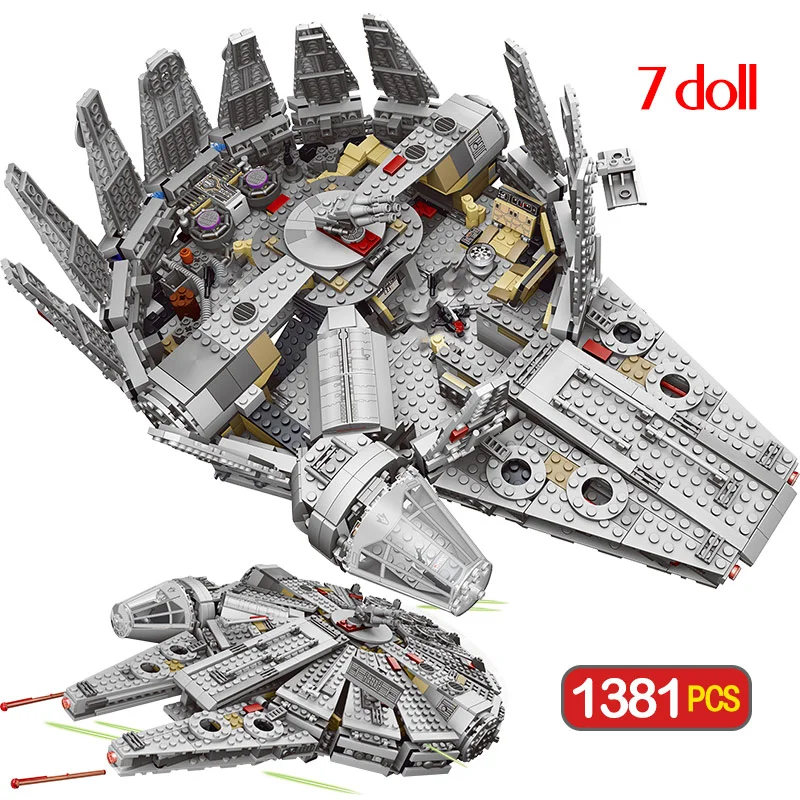 1381 Pcs Millennium Falcon 75105 Force Awakens Set Compatible Model Building Blocks Toys For Children Kids |