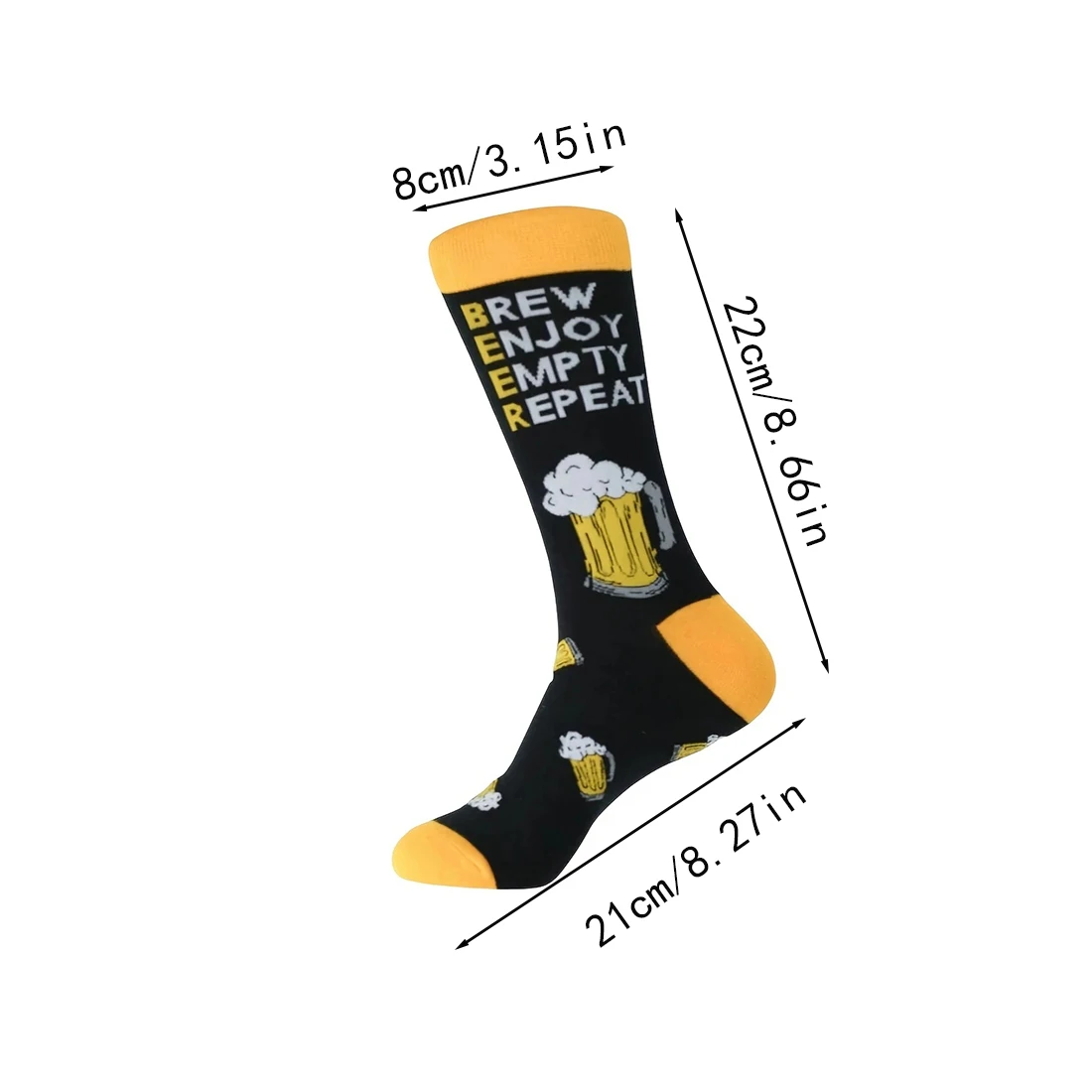 Beer Glass Sock 1 Pair Men's Socks Novel Creative Comfortable Breathable Beer Lovers Beer Accessories