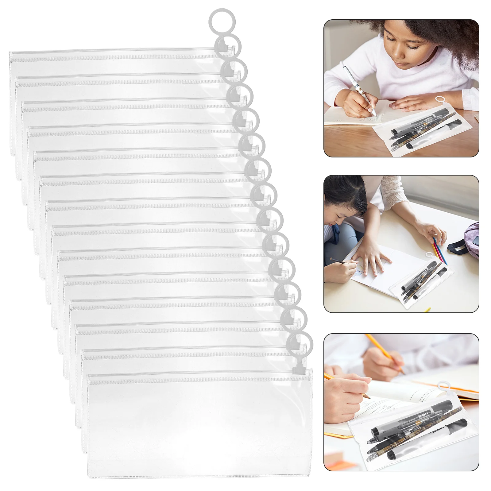 20 Pcs Transparent Stationery Case Pen Pouches Bag Storage Clear Zipper Pencil Holders Bags Multi-use
