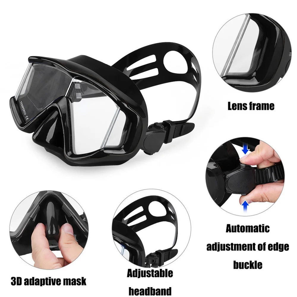 Three-Lens Snorkeling Water Ski Welding Mask for Men and Women Anti-Fog Goggles Panoramic Underwater Suitable Both Men and Women 5