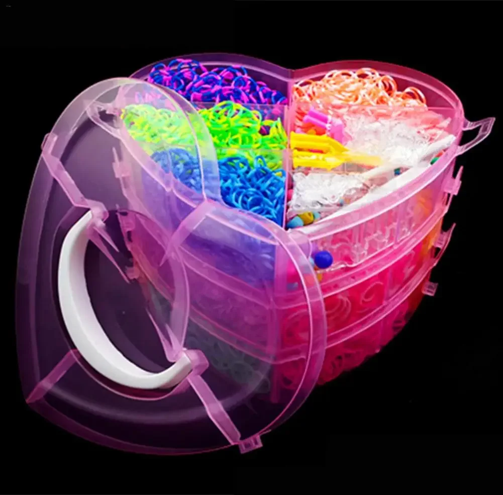 DIY Toy Rubber Loom Bands Heart Box Set Kid Bracelet