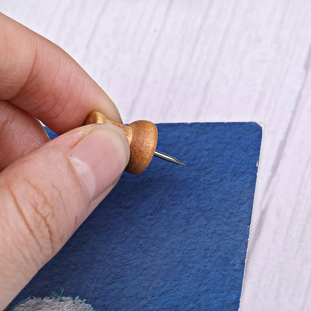 나무 압정핀 40개, 장 압정핀, 코르크보드, 지도, 사진, 달력 및 DIY 공예품에 적합합니다.