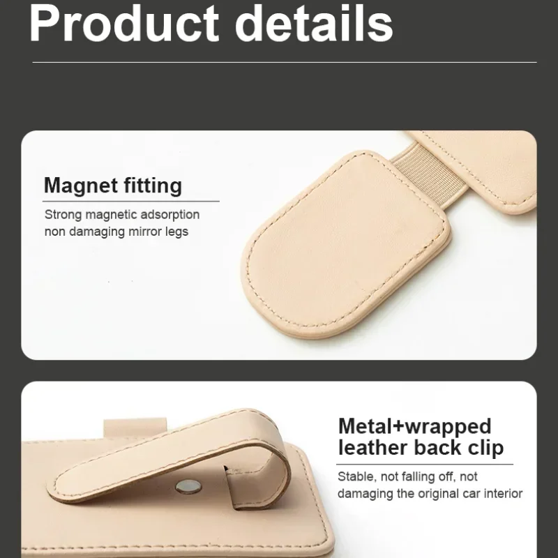 PU Leather Car Sunglasses Clip Multifunctional Glasses Holder