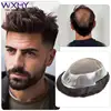 Australia French Lace & Skin Base Male Hair Prosthesis 6" Natural Human Hair Toupee Men's Wig Breathable Hair Replacement System 1