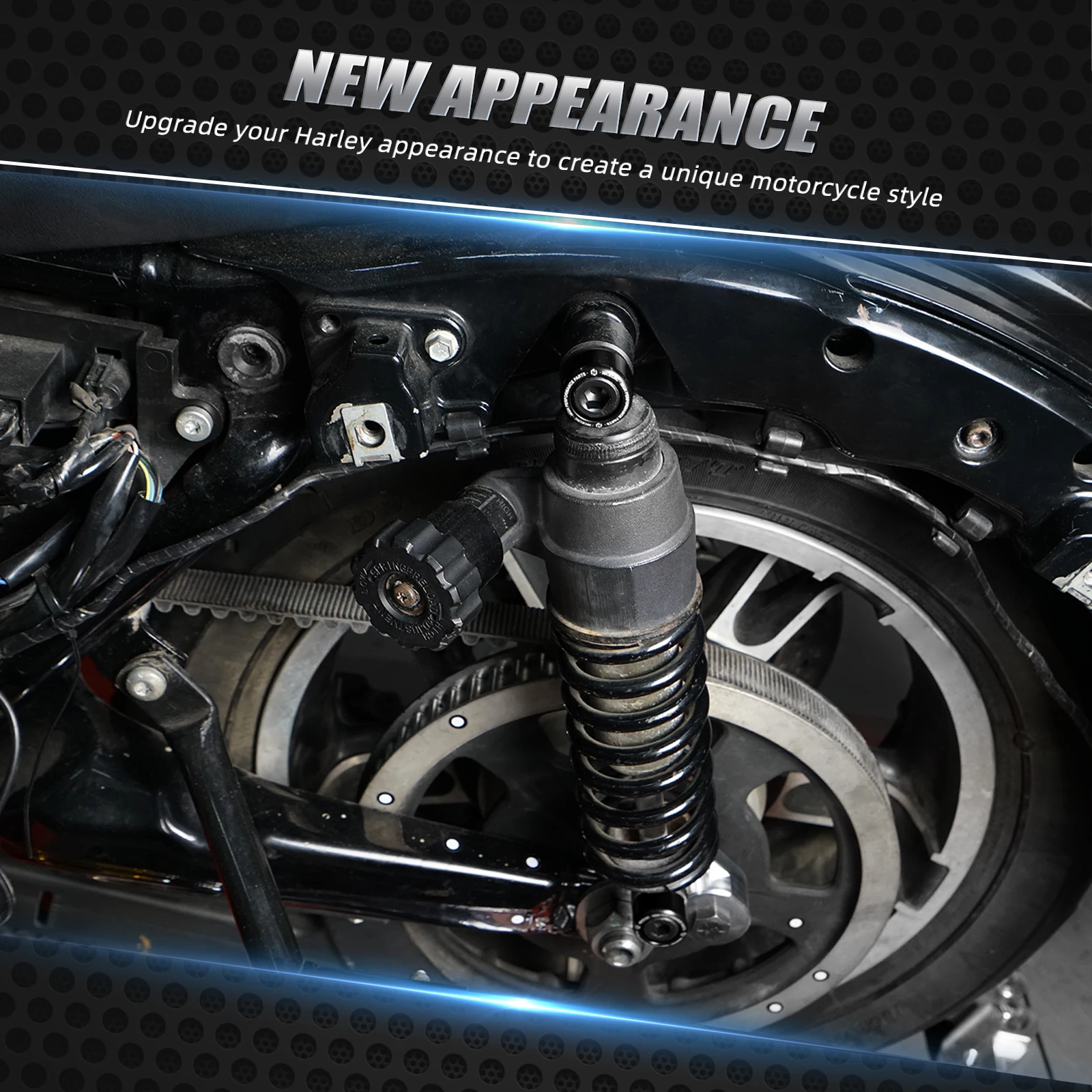 Für Harley 2006-2024 Street Glide FLHX Hintere Stoßdämpferschrauben Road King FLHR 1994-2023 Polizei FLHP FLHPE Classic FLHRC Custom FLHRS – Detail 5