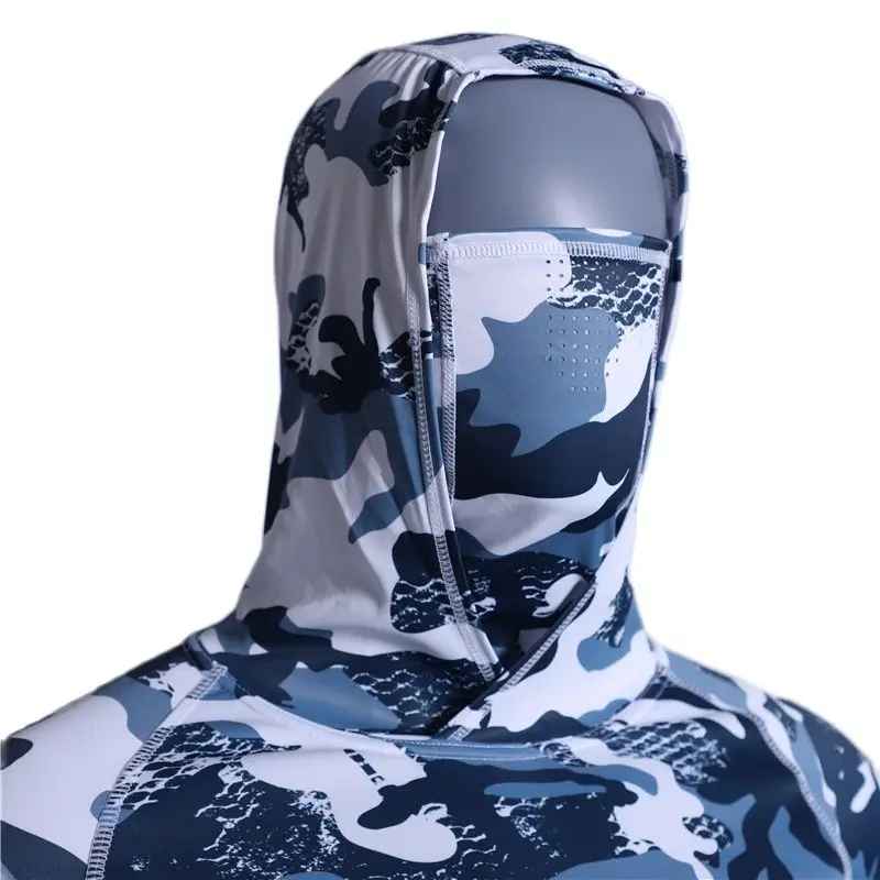 UPF 50+ Mens Hooded Fishing Shirt with Mask UV Neck Gaiter Hoodie Men  Hooded Fishing Shirts Fishing Hoodie Moisture Wicking