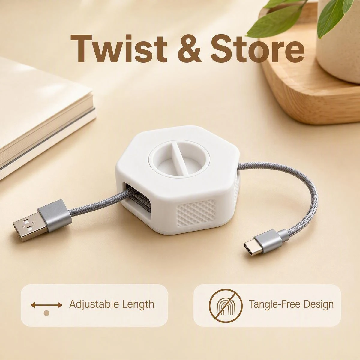 Universal Desktop Cable Organizer – Rotating Design for Tangle-Free Cable Management, Ideal for Home and Office