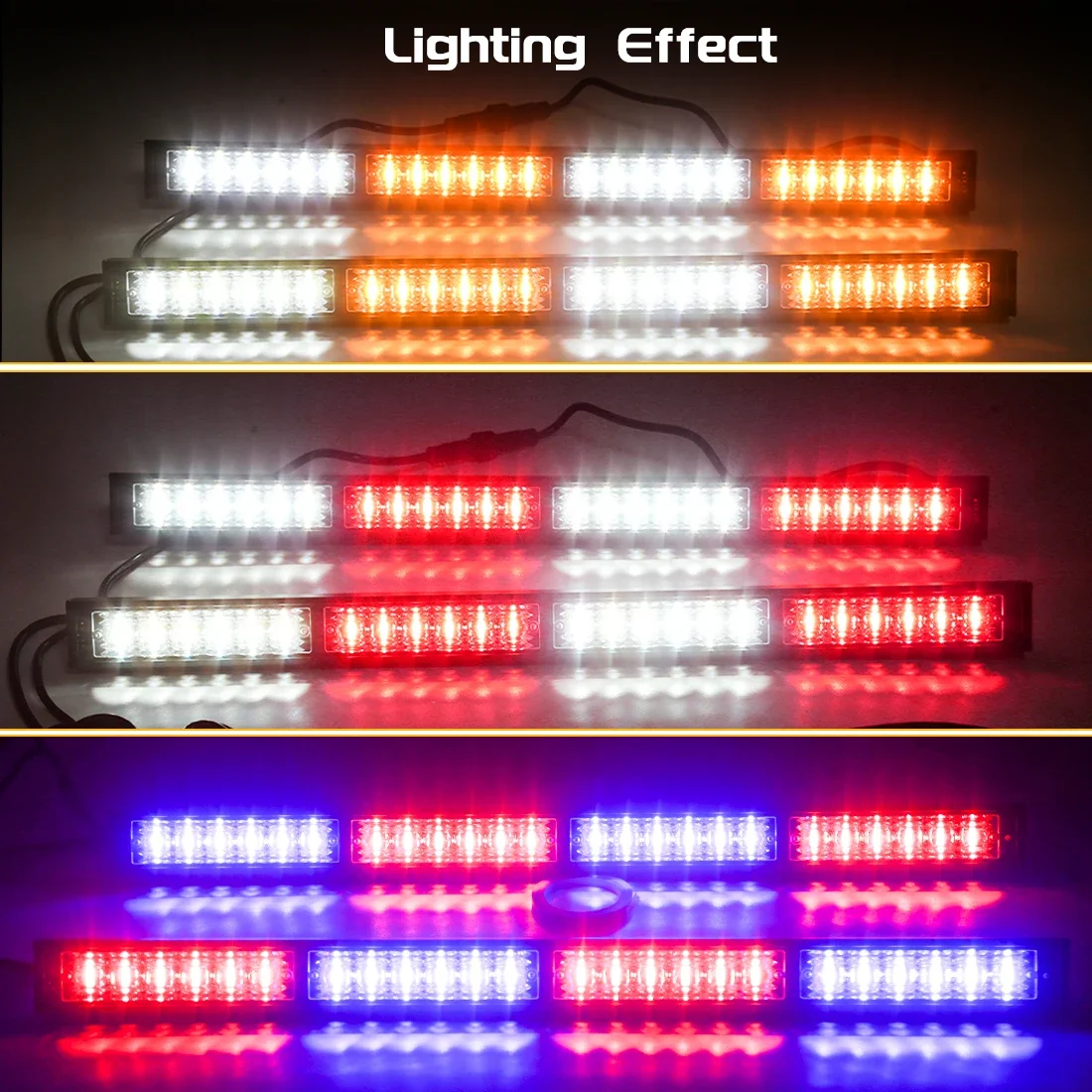 24 LED 2-in-1 Car Front Windshield Warning Lamp Bar Suction Cup Emergency Strobe Flashlight Traffic Police Light For Trucks 12V