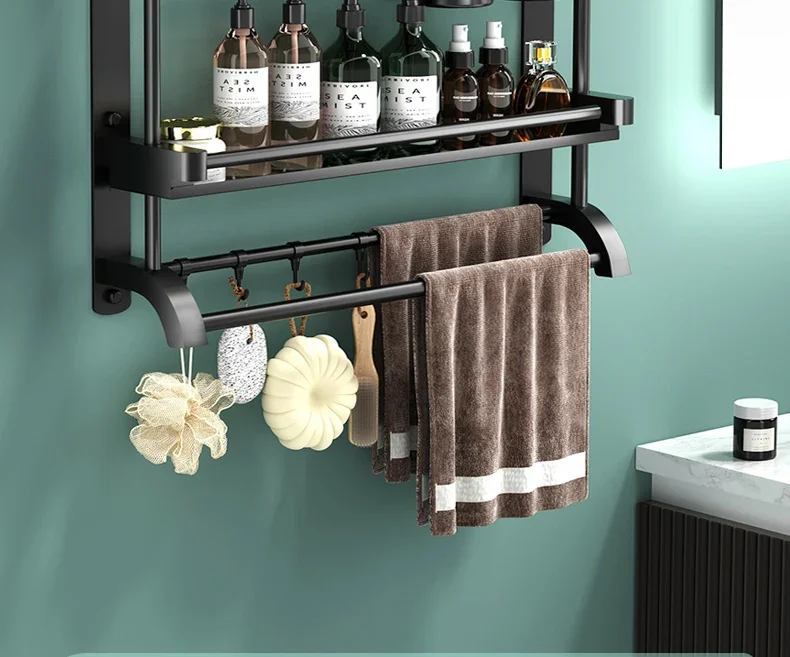 Description Picture 3 of itemBathroom Toilet Storage Rack 304 Stainless Steel Tower Rack Punch Free Towel Rack Wall Hanging Cosmetics Shelf