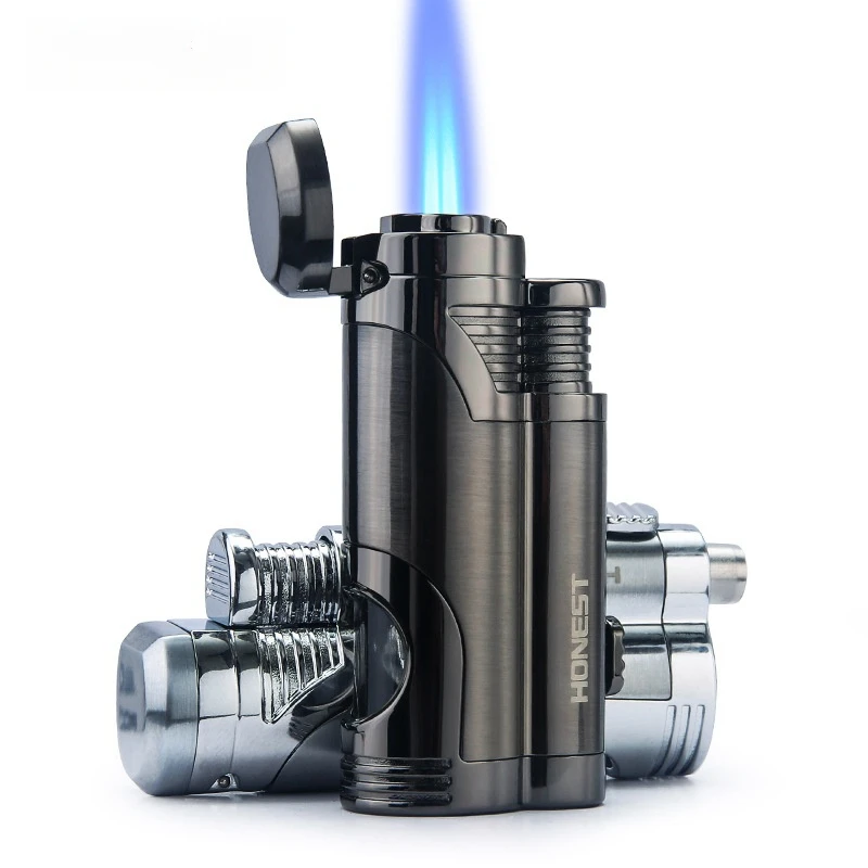 

HONEST Dual Direct Punch Metal Windproof Inflatable Lighter Portable Strong Fire Outdoor Camping High-End Cigarette Accessories