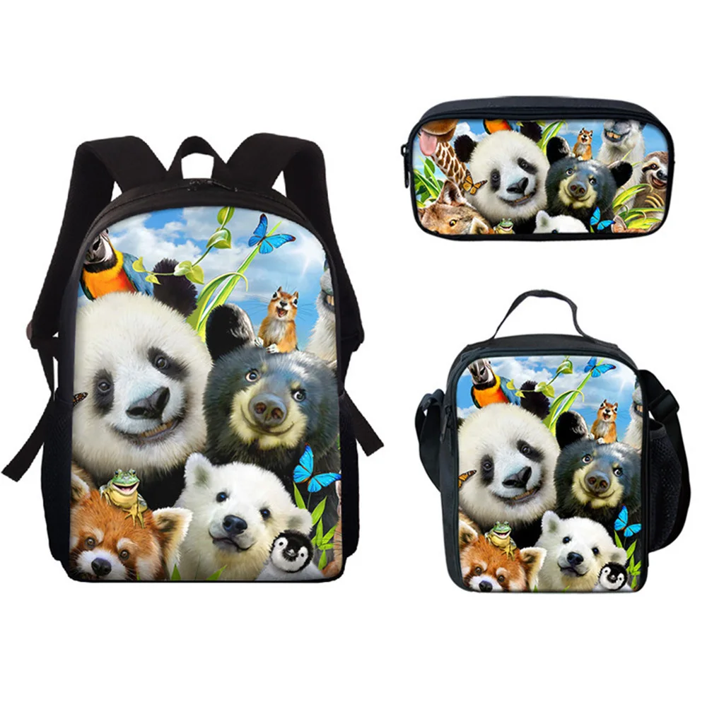 Harajuku Novelty Elephant Animals 3pcs/Set Backpack 3D Print School Student Bookbag Anime Laptop Daypack Lunch Bag Pencil Case