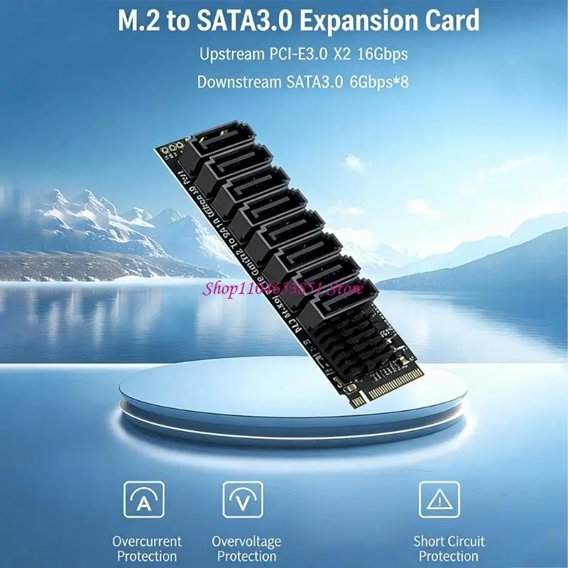 8 포트 PCIe SATA3.0 6Gbps 컨트롤러 카드 M.2 NVME PCIE 고속 데이터 전송 데스크탑용 알루미늄 방열판 확장 카드