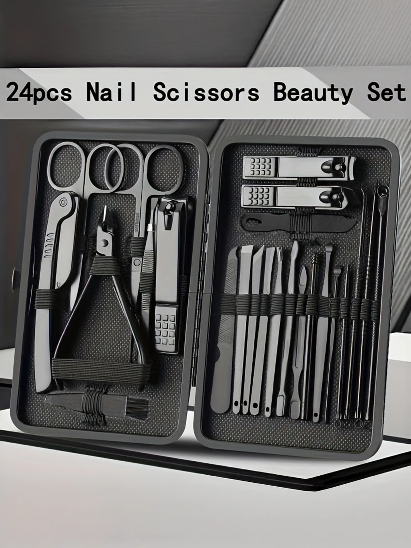 Nail Clipper Set Nail Care Kit Manicure Pedicure Kit Manicure Set Manicure Nail Clipper Set Nail Clippers Kit Manicure Set Stainless Steel with Black Leather Storage Case