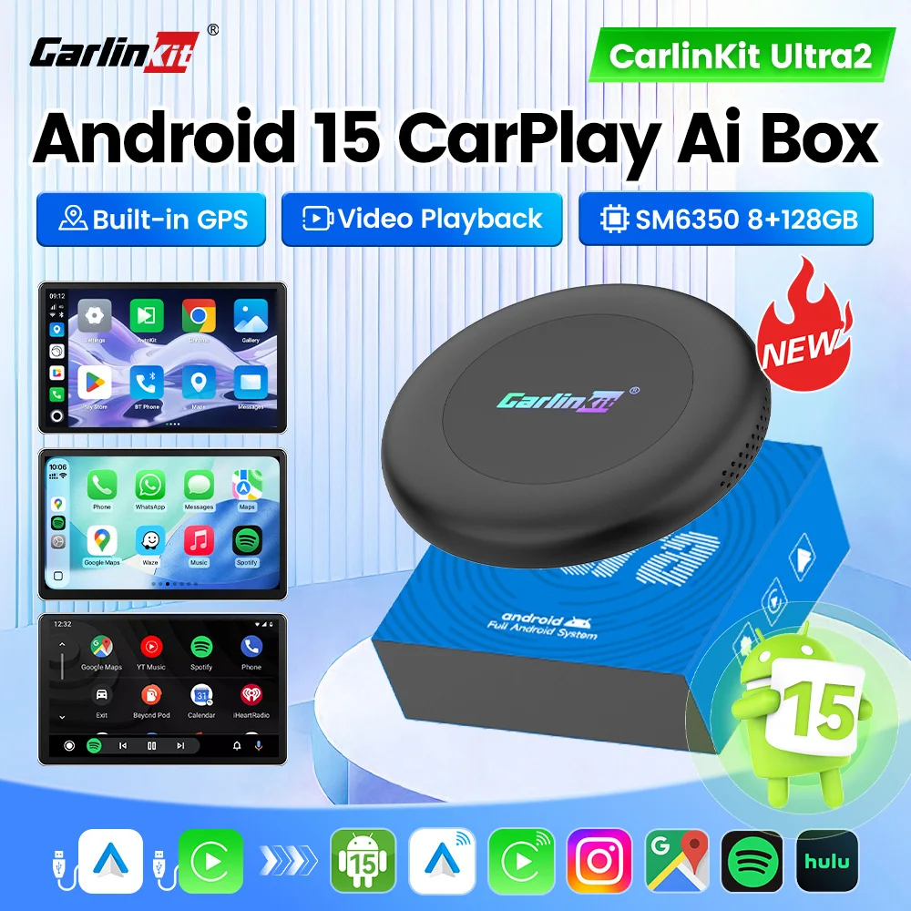 CarlinKit Ultra 2 CarPlay Ai Box Android 15 SM6350 8+128GB, обзор, отзывы, характеристики, купить
