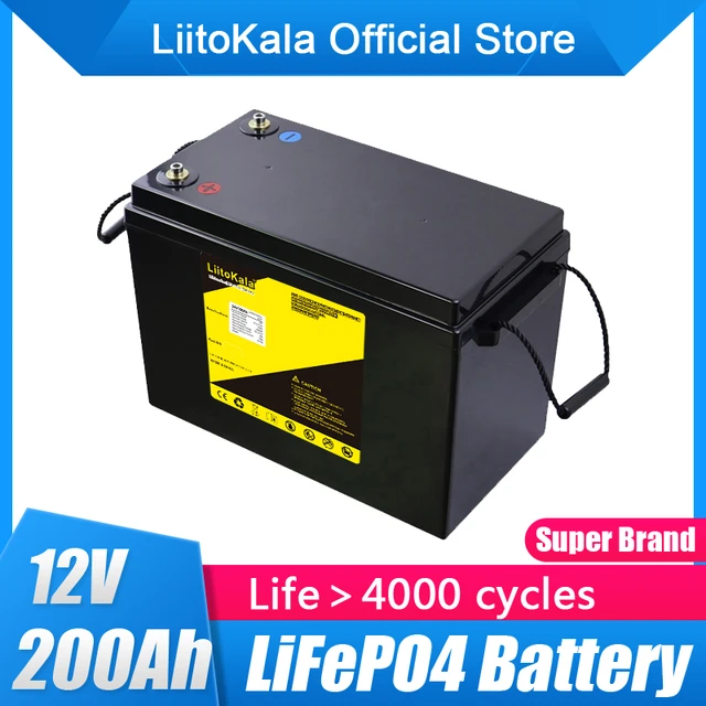 LiitoKala-batería de litio lifepo4 de 12V, 200Ah, 4s, 12,8 V, 200Ah, con  pantalla de