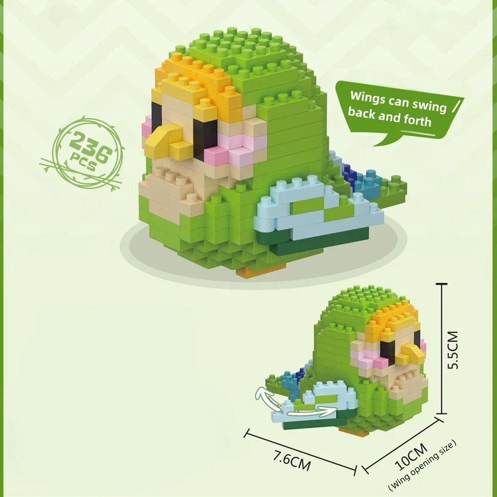 NOOLY Parrot Micro Building Bricks Kit Bird Thmed Blocks Set Decoration For Home And Office WKLJM-01 236Pcs (Gold And Green) 8909-707252