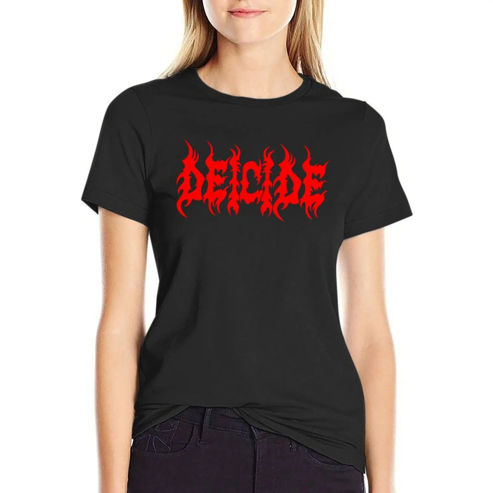 Deicide Red Logo T-Shirt Short sleeve tee graphics summer tops Women tops
