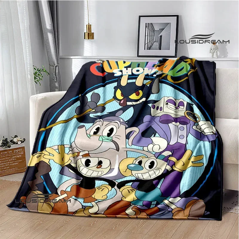 Cuphead cartoon printed Blanket Fashion bed linings white Flannel Warm Blanket Soft Comfortable Blanket Birthday Gift 3