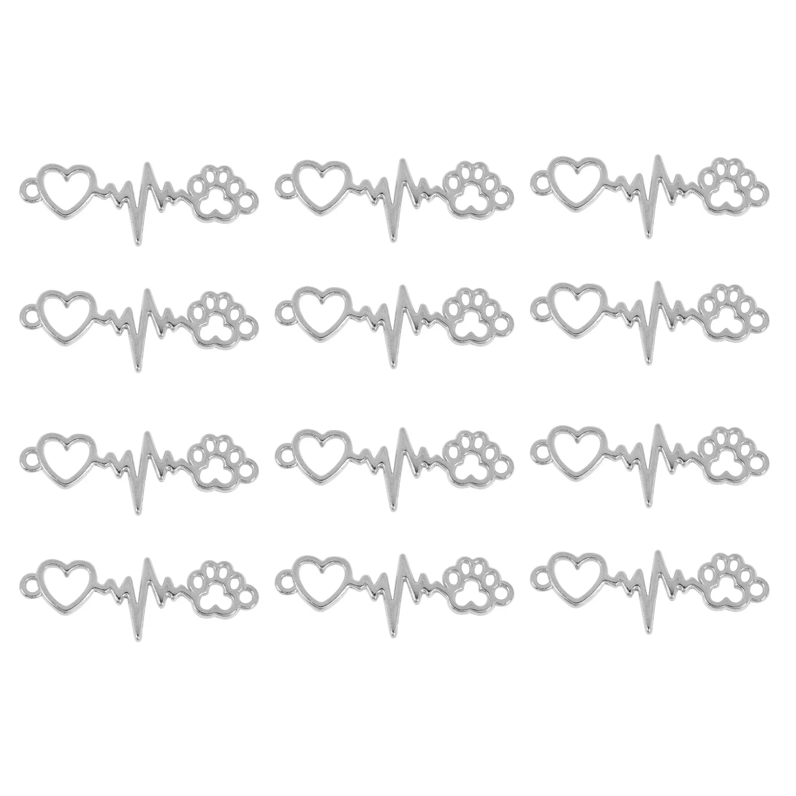 

Ushobe Heart Bracelet 100Pcs Heart Connector Charms Heart Paw Charm Lifeline Pulse Heartbeat Charms Diy Bracelet