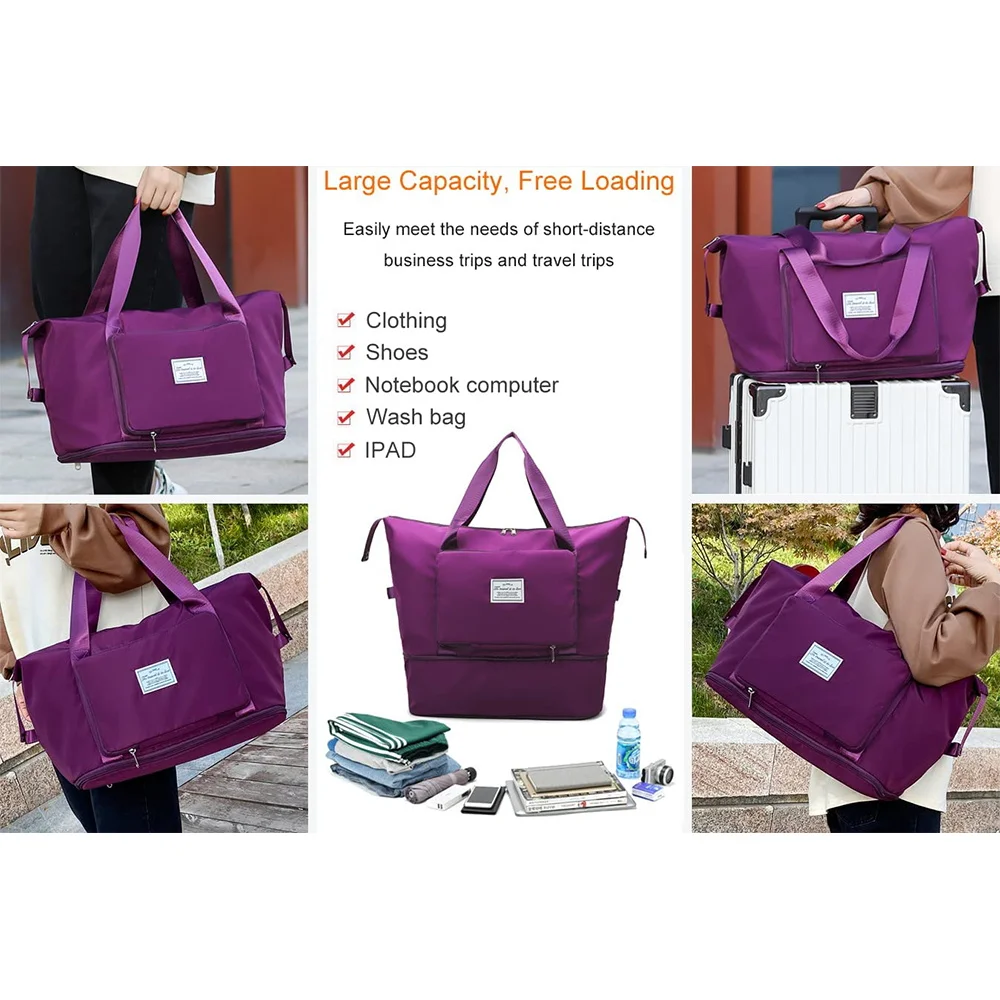 Folding Travel Bags Waterproof Tote Travel Luggage Bags Women Large Capacity Multifunctional Duffle Handbag