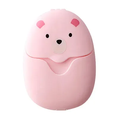 50Pcs Portable Disposable Cleaning Soap Paper New Cartoon Bear Travel Cute Soap Sheets Jabon  Savon Soap Tablets 6