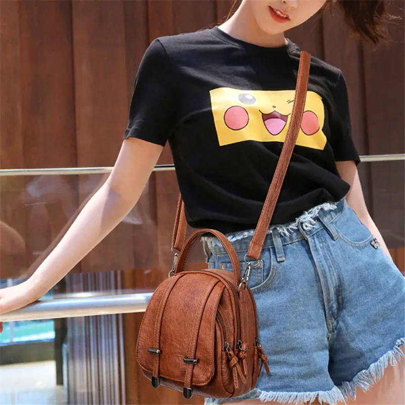 Oval Small Tote Bags for Women Retro Crossbody Phone Bag, Soft Pu Leather Multi Layer Handbag Purse, Single Shoulder Bag Wallet.