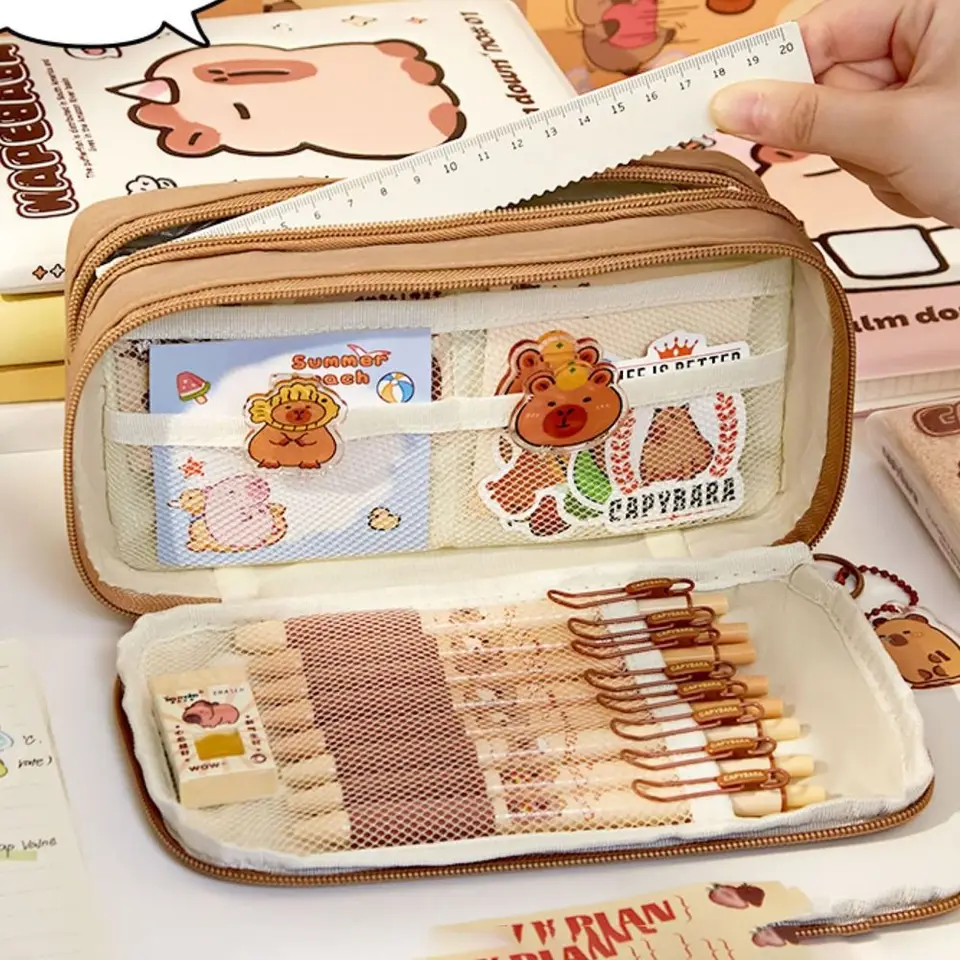 Qika Trousse à Crayons Capybara,Trousse à Crayons Capybara - Étui à Stylos De Papeterie Ignon