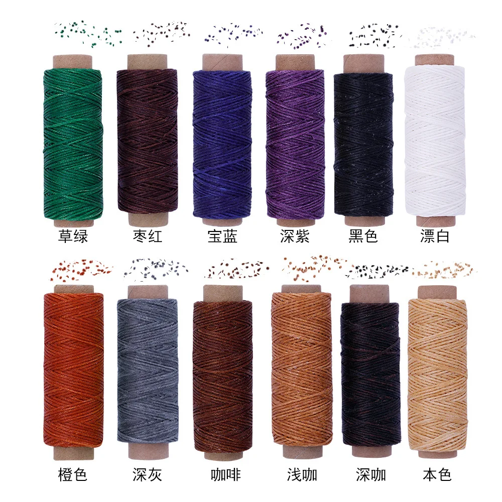 

12Colors Waxed Thread Leather Sewing Thread,Hand Stitching Thread For Hand Sewing Leather and Bookbinding 15m 150D