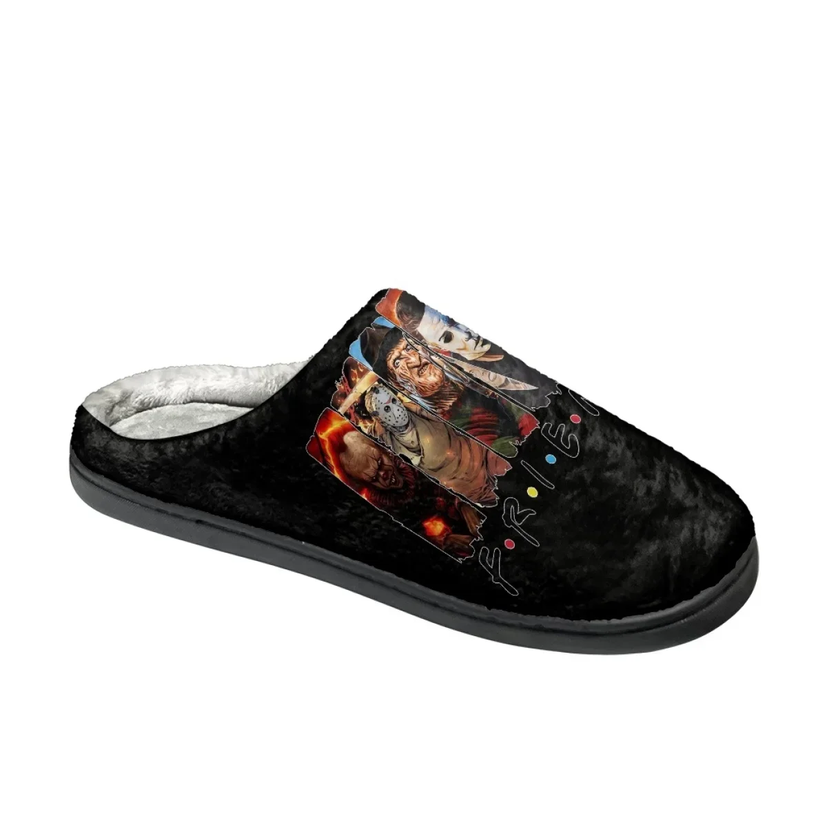 Horror Movie Design Indoor Slippers Women Men Winter Warm Couples Home Footwear Non-Slip Couple Cotton Slippers Zapatos Mujer