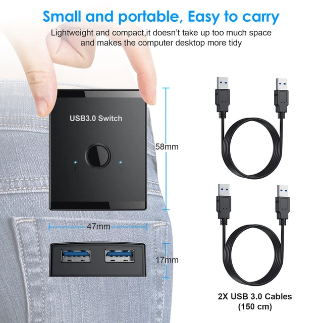 Commutateur USB 3.0 - 2 appareils USB vers 2 PC