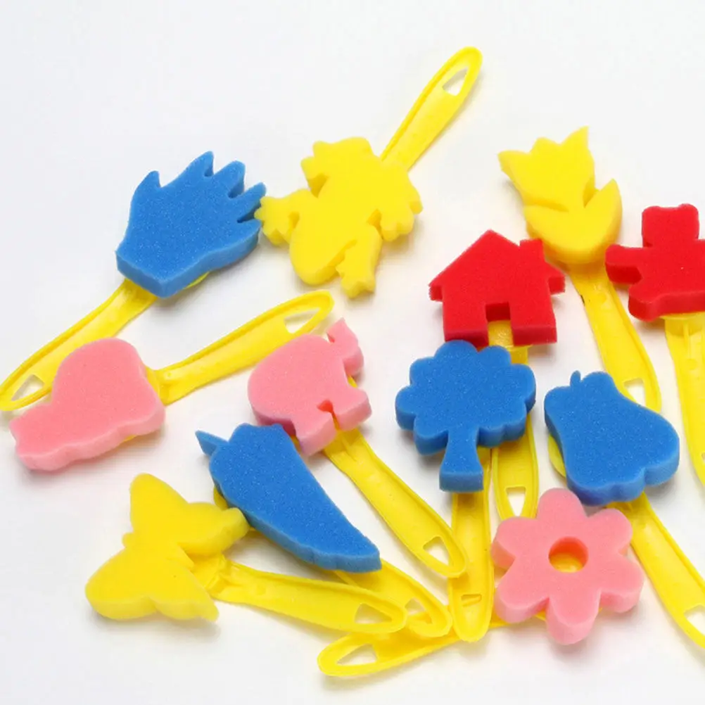 12Pcs 페인팅 스폰지 브러쉬 세트 부드러운 손잡이 크리 에이 티브 아트 페인팅 드로잉 낙서 DIY 용품 상상력