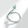 WYEAIIR Green Shiny Zircon Slytherin Snake INS 925 Sterling Silver Resizable Opening Ring For Women Luxury Jewelry 4