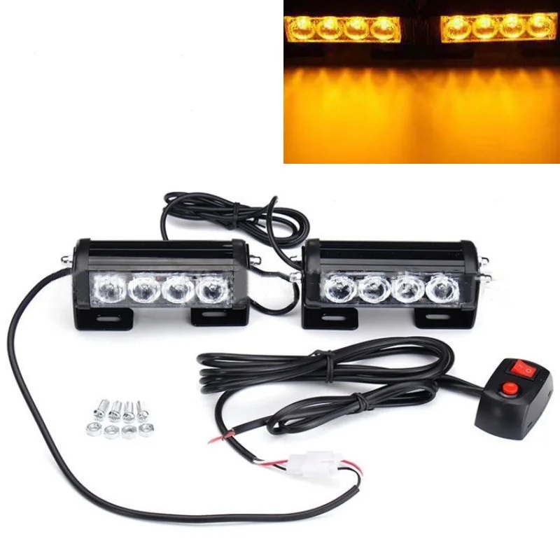 2x4 8LED Strobe Police Lights 12V for Car Emergency Warning Lamps Car Alarm  Flashlight Red Blue Amber - AliExpress