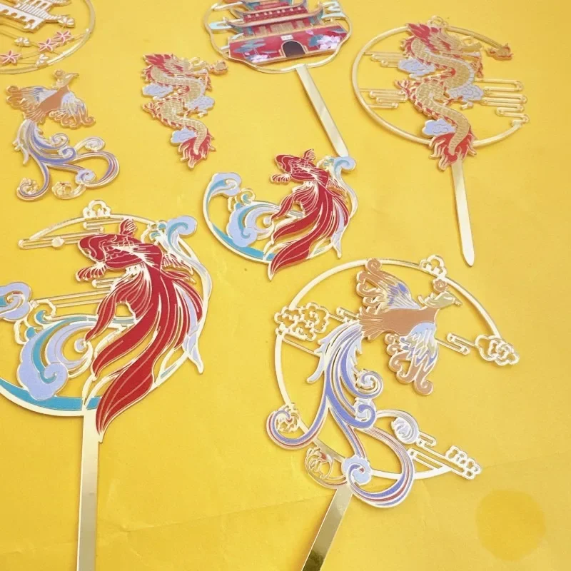 1Pc Spring Festival Party Dragon Year Cake Decoration Chinese Dragon Auspicious Clouds Theme New Year Acrylic Cake Toppers