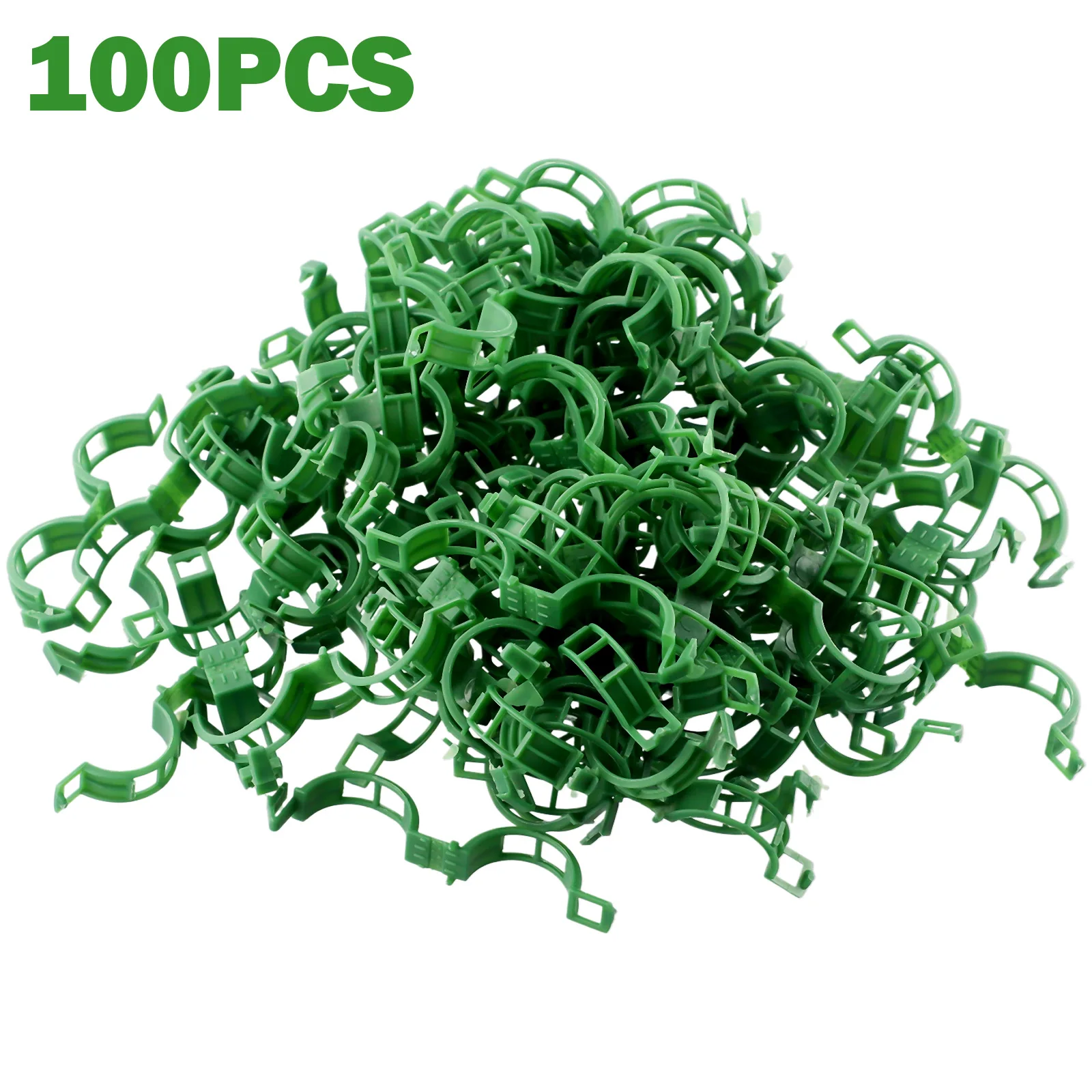 

100Pcs Ties Trellis Stake Garden Plant Support Clips Veggie Tomato Greenhouse Plastic Garden Vine Strapping Clips