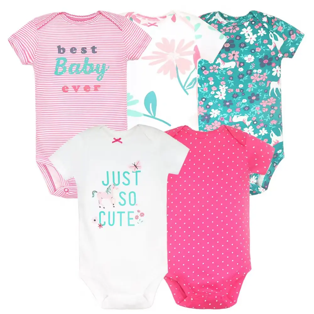 5Pcs Dinosaur Baby Bodysuits 5