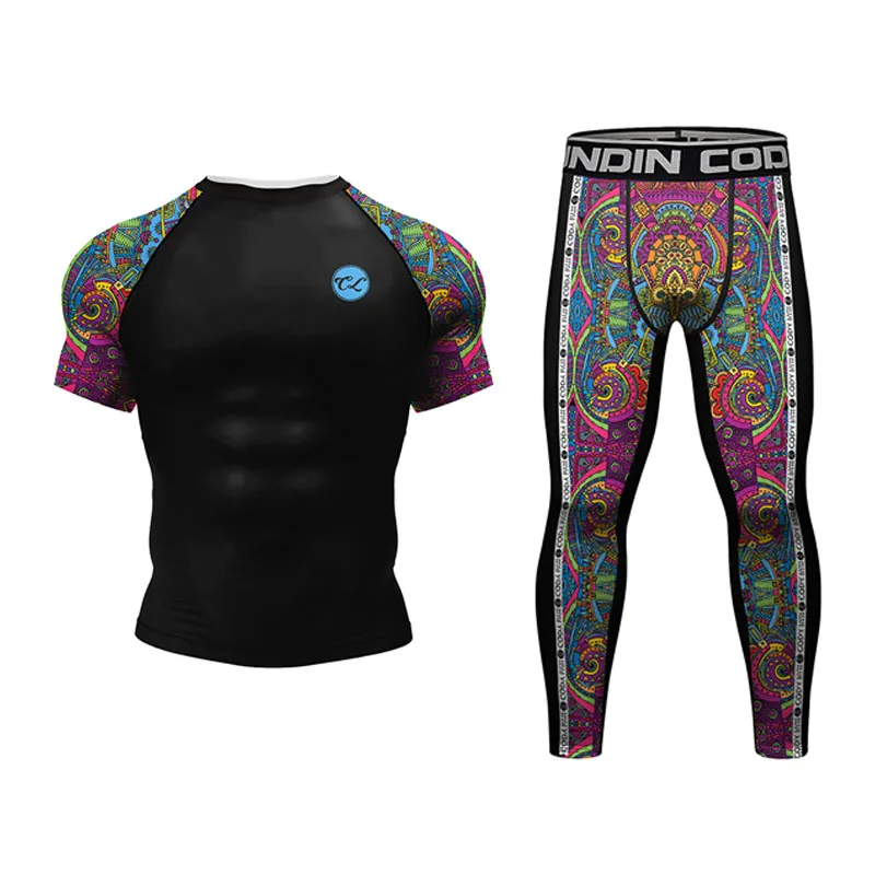 Jiu Jitsu Rashguard Kit Men Boxing Brazilian Grappling Bjj Sport Suit