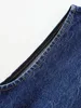 2024 Autumn and Winter New Arrivals Casual All-match Round Neck Sleeveless Blue Slim Waist Denim Vest 4