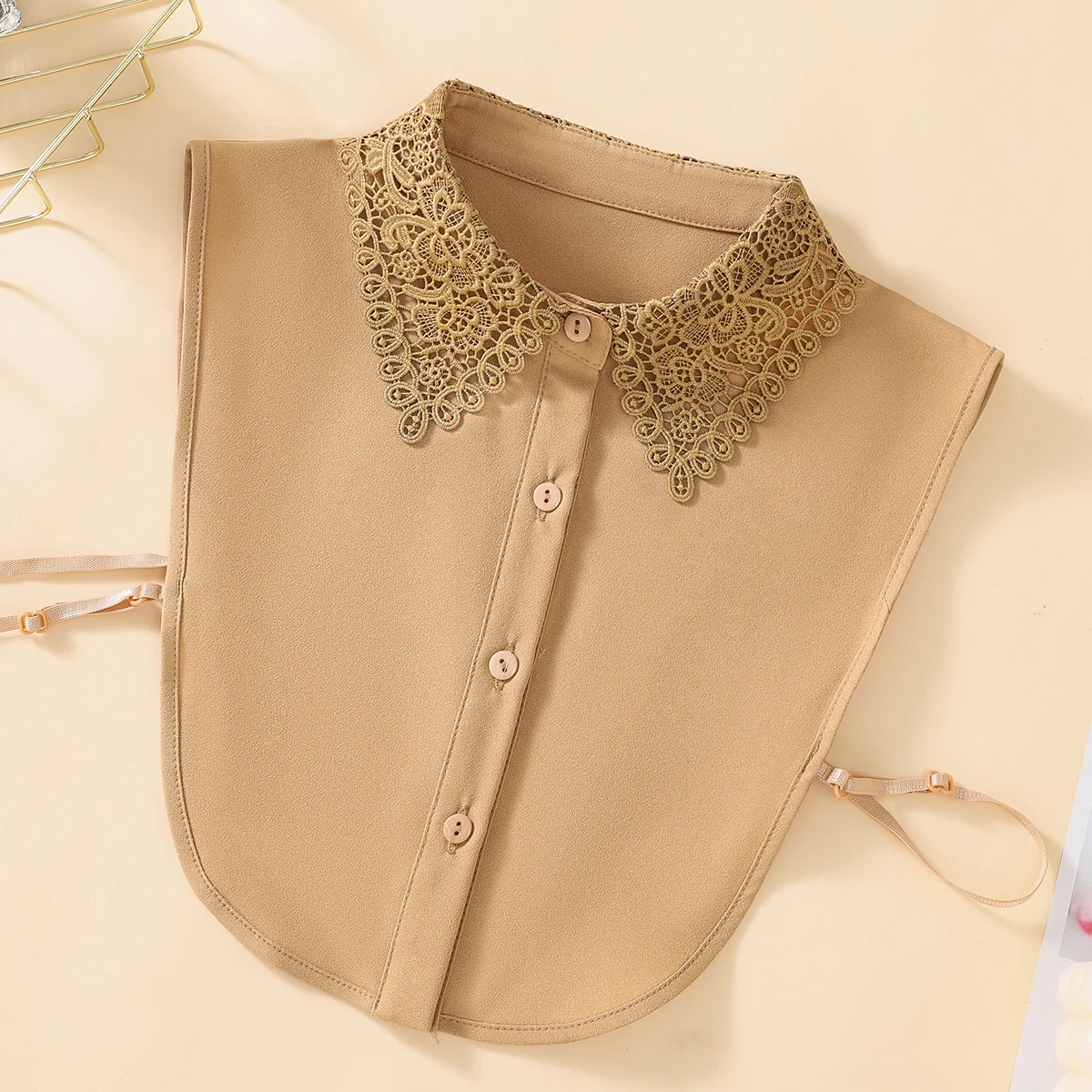 Fake Collar Monochrome Hollow Women's Stylish Half Shirt Chiffon Dickey Collar