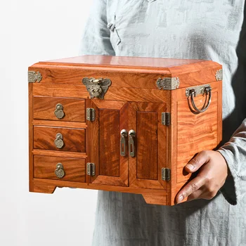 Large Rosewood Jewelry Box Organizer Luxury Solid Wood Jewelry Boxes for Men Storage Box Display Wedding Necklace Earings Gift