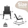 Patio Rocking Chair Set of 4, Outdoor Ergonomic Rockers with Breathable Fabric Seat, Gentle Rocking Function,Sturdy Metal Rocker 3