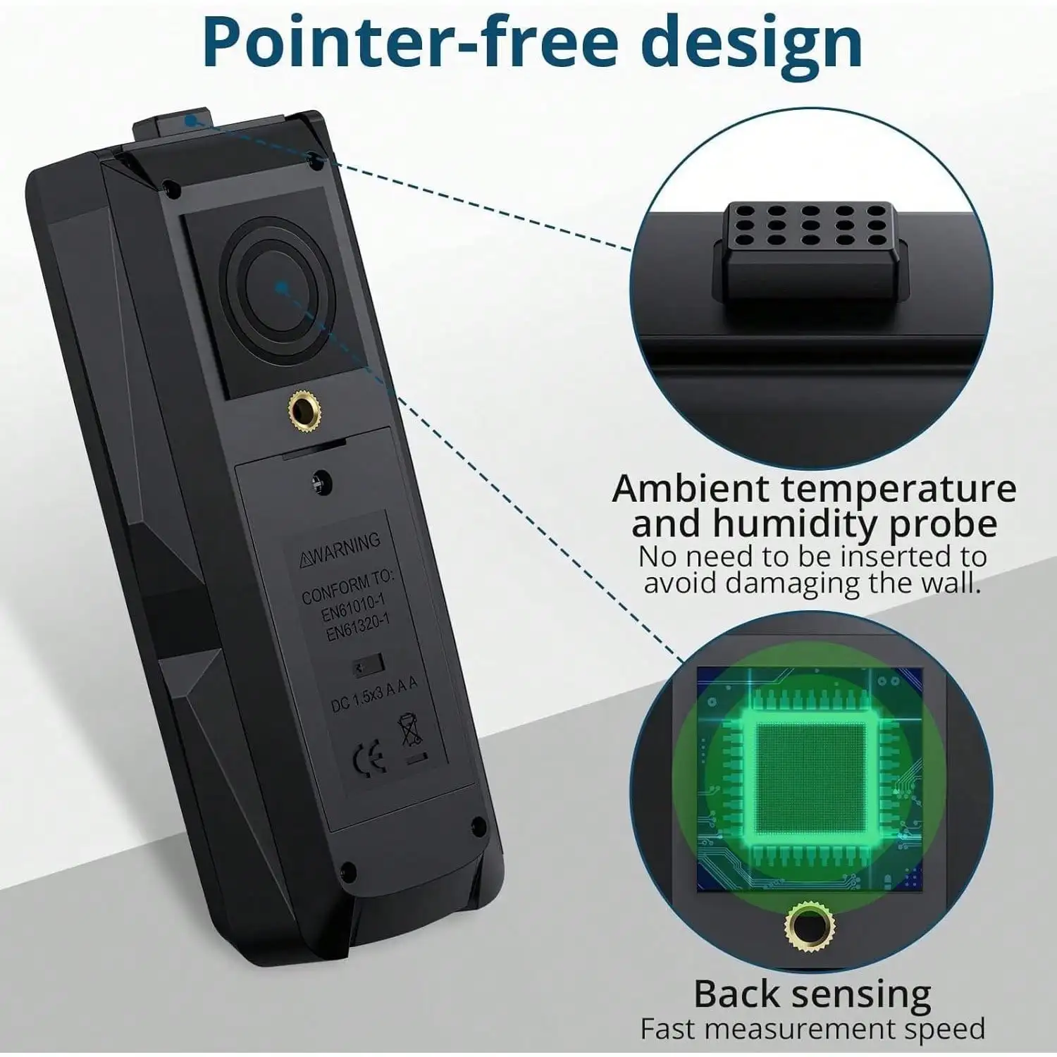 20mm Analysis Depth Wood Moisture Meter Color Display Alarm Function Walls Wood Masonry Plaster Building Materials
