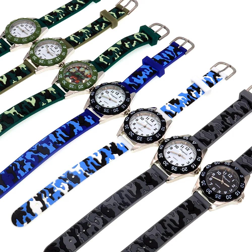 chaoyada Children Boys Girls Watch Silicone Military Camouflage Strap Quartz Wristwatch Kids Birthday Gifts Students Watches 2