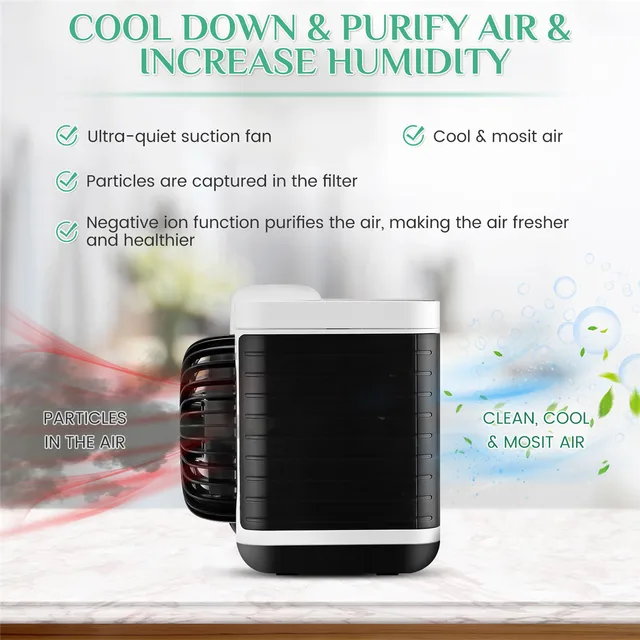 Portable Air Conditioning Fan 3 Speeds Mini Air Conditioner Anion Purifier Humidifier Desktop USB Air Cooling Fan Air Cooler 3