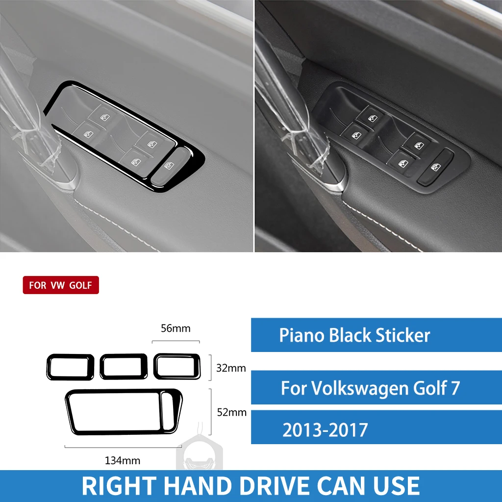 golf7/7.5 ピアノブラック ウィンドウトリムスイッチ フォルクスワーゲンゴルフ 7 GTI Mk7 2013 2014 2015 2016 2017