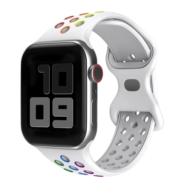 Sport Strap For Apple Watch Band 6 SE 5 4 44mm 40mm Silicone Breathable Belt Bracelet to iWatch Watchband Series 54321 38mm 42mm Rainbow